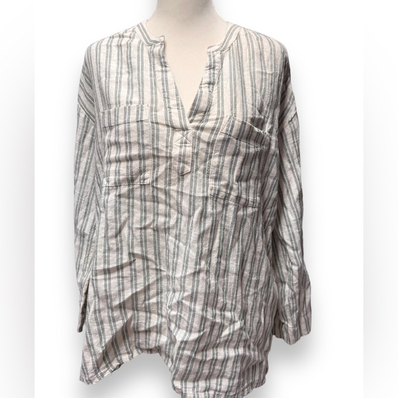 Madewell Linen-Blend Lakeline Popover Shirt in Hester Stripe Xs - Picture 3 of 10